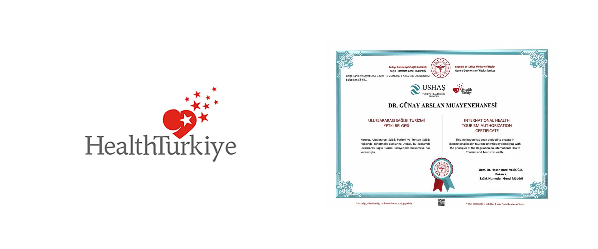Dr. Günay Arslan Muayenehanesi — Uluslararası Sağlık Turizmi Yetki Belgesi ve HealthTürkiye